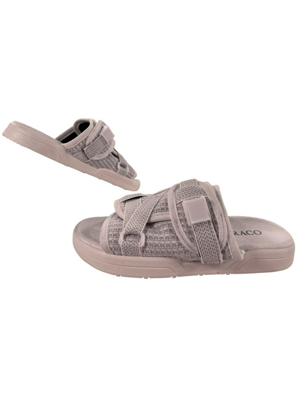 Draco Slides Adjustable Grey Mesh Casual Sandals Size 9-10